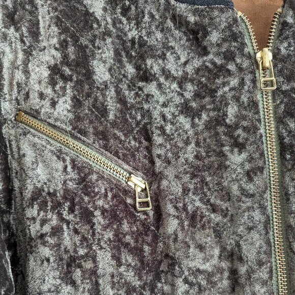 Vintage quilted velour bomber jacket - Picture 3 of 6